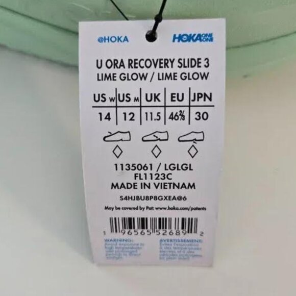 HOKA UNISEX ora recovery slide 3 lime glow Size12 men 14 women  NWT - Picture 9 of 9